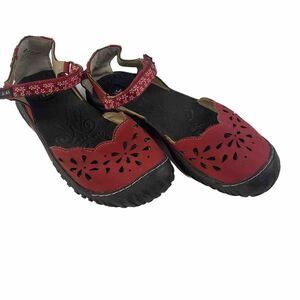 J-41 Adventure On Mary Jane  Shoes Comfort Sandals Vegan Flower Red 8M K313DEV03